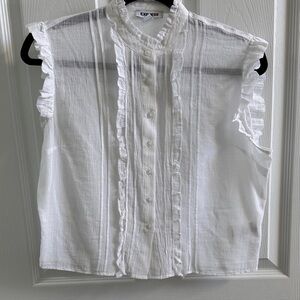 Express-NWOT- Sleeveless White Ruffle Blouse